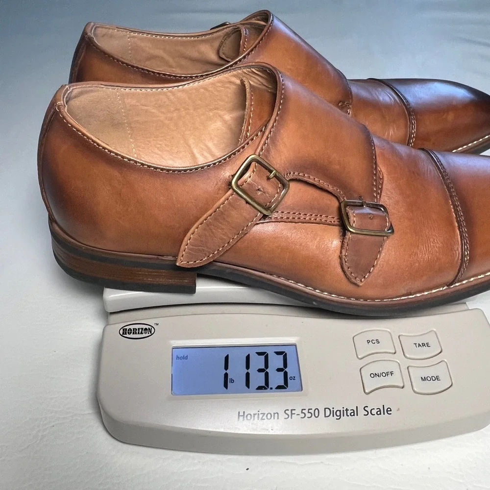 La Milano Albin Monk Strap Mens 8M Cognac Leather Cap Toe Dress Shoes A11641